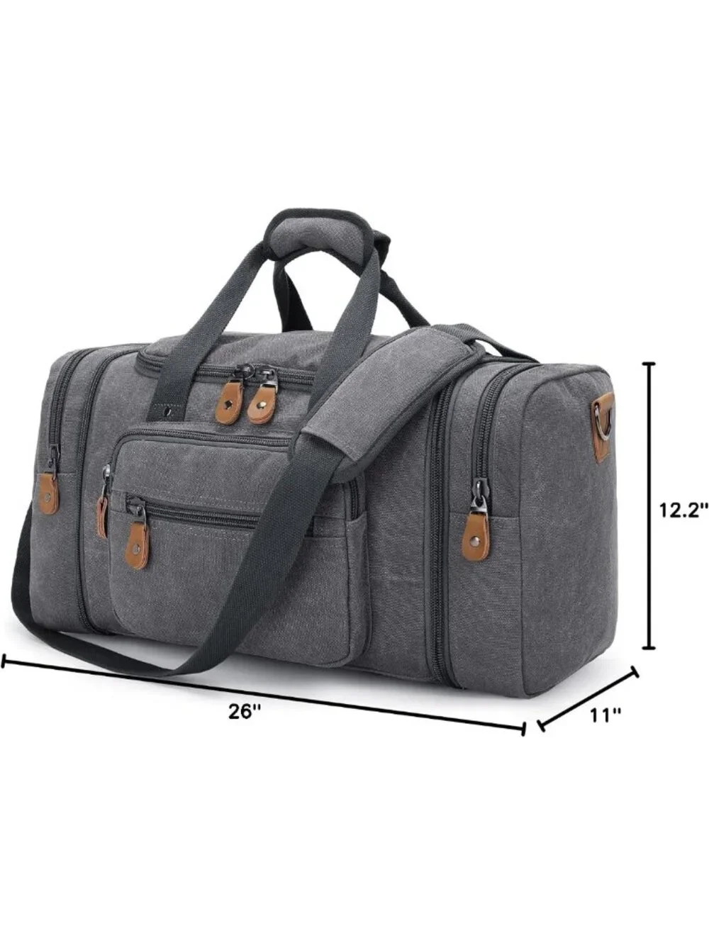Expandable 60L Canvas Duffle Bag - Stylish Travel Overnight Weekender Tote